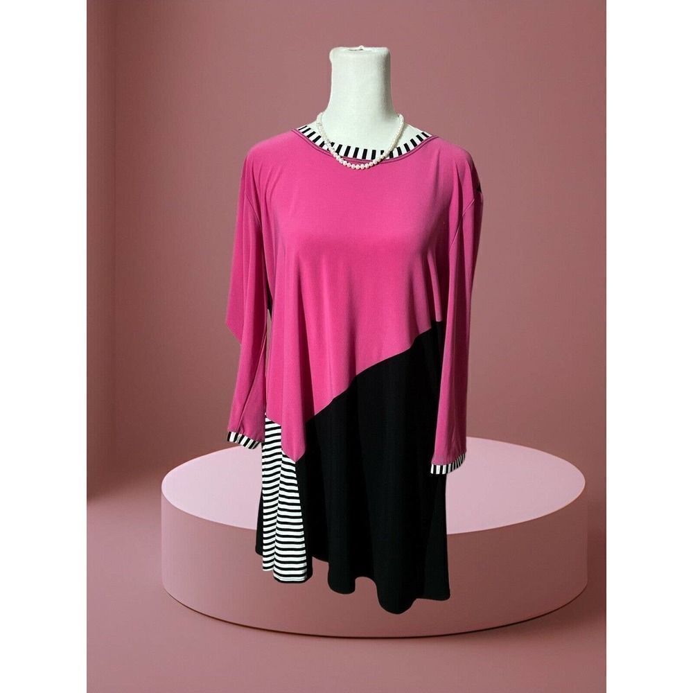 Verducci Womens Blouse/Tunic Pink & Black